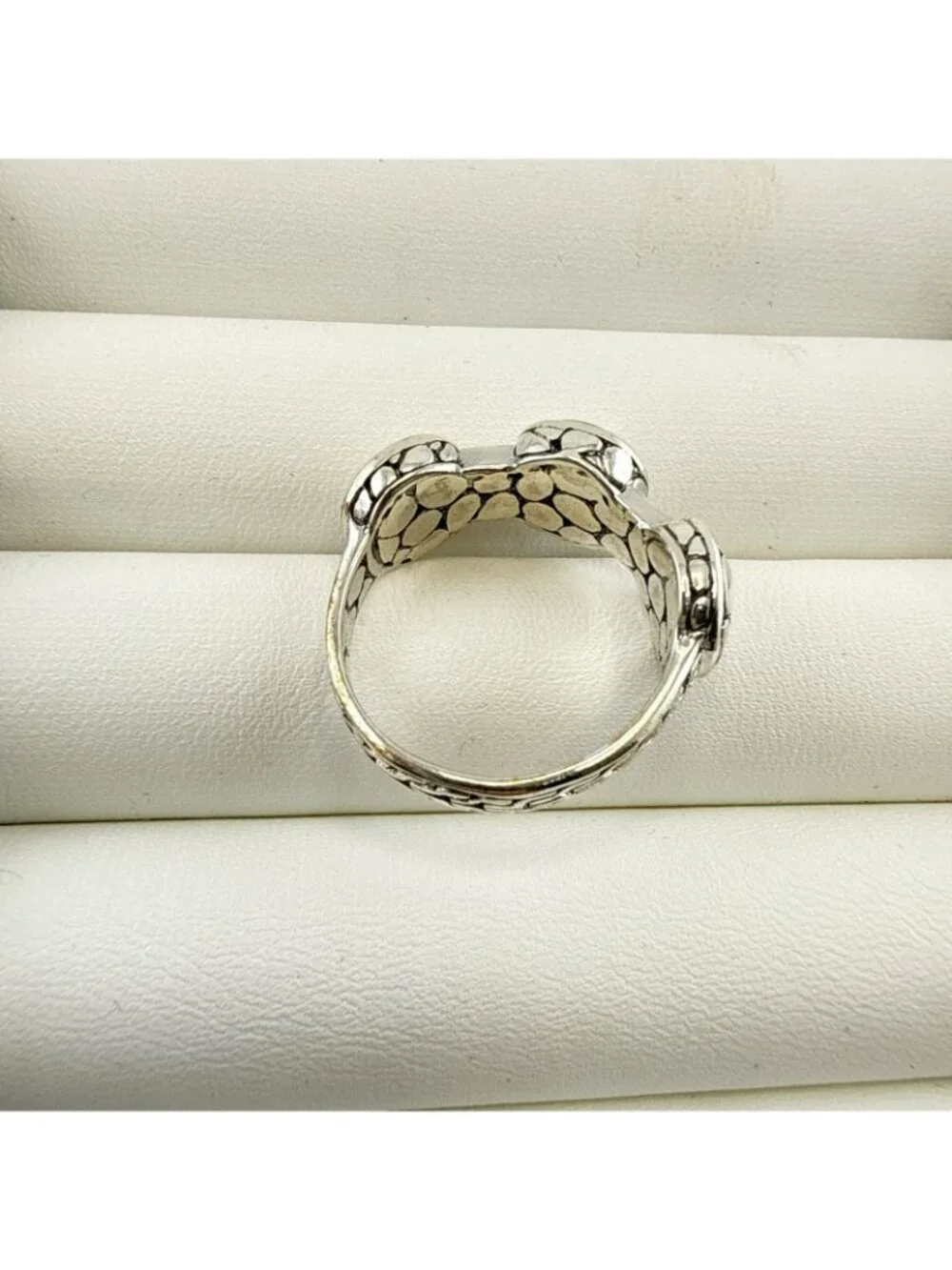 Sarda Sterling Silver Ring Pebbled Bali 925 Size 9 Rope Cobblestone Caviar